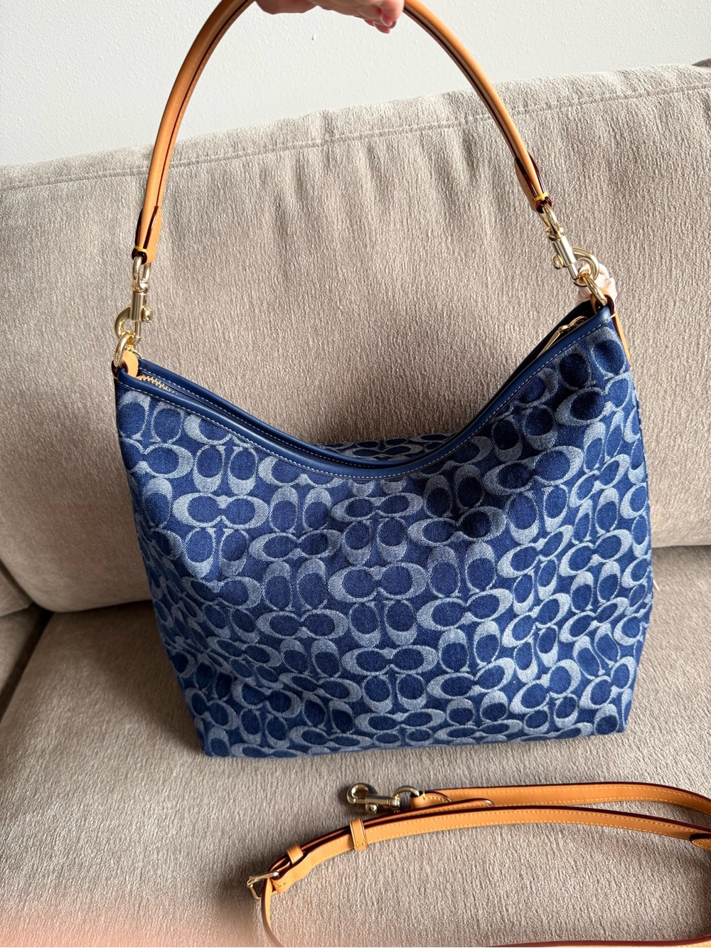 Coach Denim Laurel Large Shoulder Bag Crossbody & Coach Twilly Bundle - Picture 3 of 12